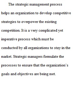 Week 4 Assignment Strategic Management Process